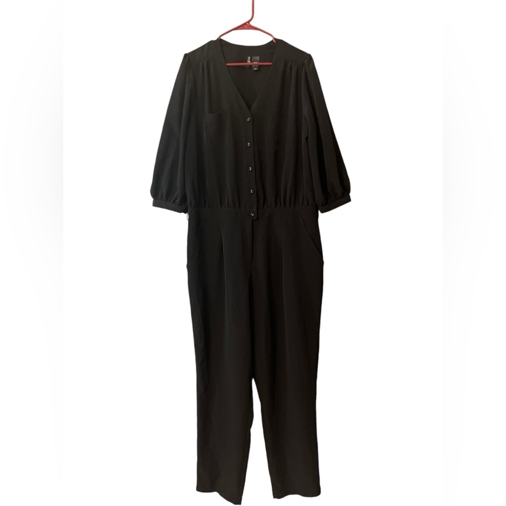 Bisou Bisou Black Button front Jumpsuit